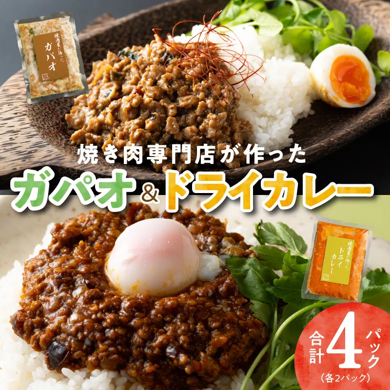 【スピード発送】焼肉専門店が作る ドライカレー ＆ ガパオ 合計 4パック 温めるだけ 惣菜 簡単調理 冷凍発送 010B1679