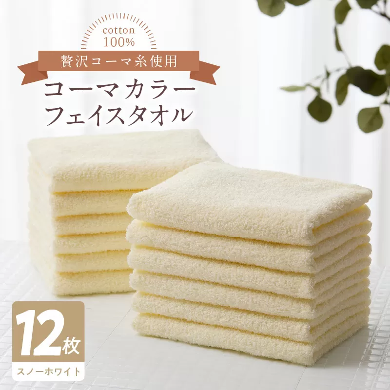 コーマカラーフェイスタオル12枚セット（スノーホワイト）泉州タオル【泉州タオル 国産 吸水 普段使い 無地 シンプル 日用品 家族 ファミリー】 099H3179