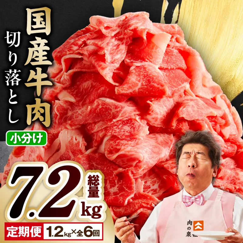 【定期便】国産 牛肉 切り落とし 1.2kg×全6回 総量 7.2kg【国産 牛肉 氷温熟成×極味付け 訳あり サイズ不揃い カレー 牛丼 野菜炒め 肉じゃが 家計応援 毎月配送コース】 mrzZ015