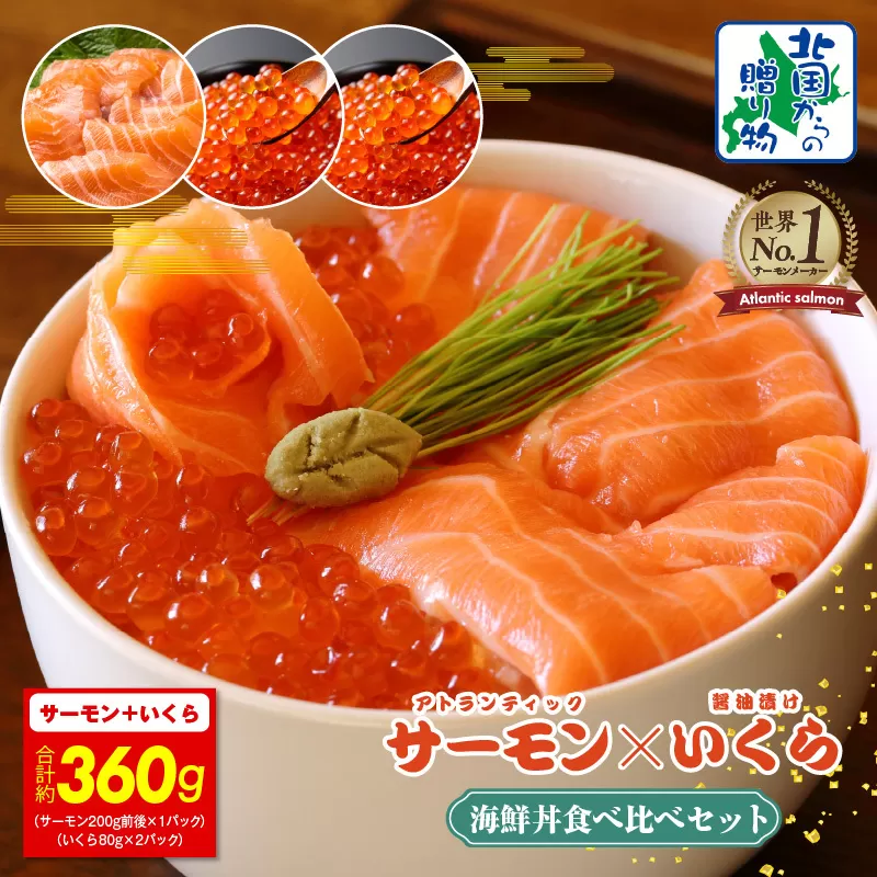 アトランティック サーモン 200g & いくら醤油漬け 80g×2P【北国からの贈り物 食べ比べ セット 小分け 海鮮丼 お楽しみ 冷凍】 099H3424