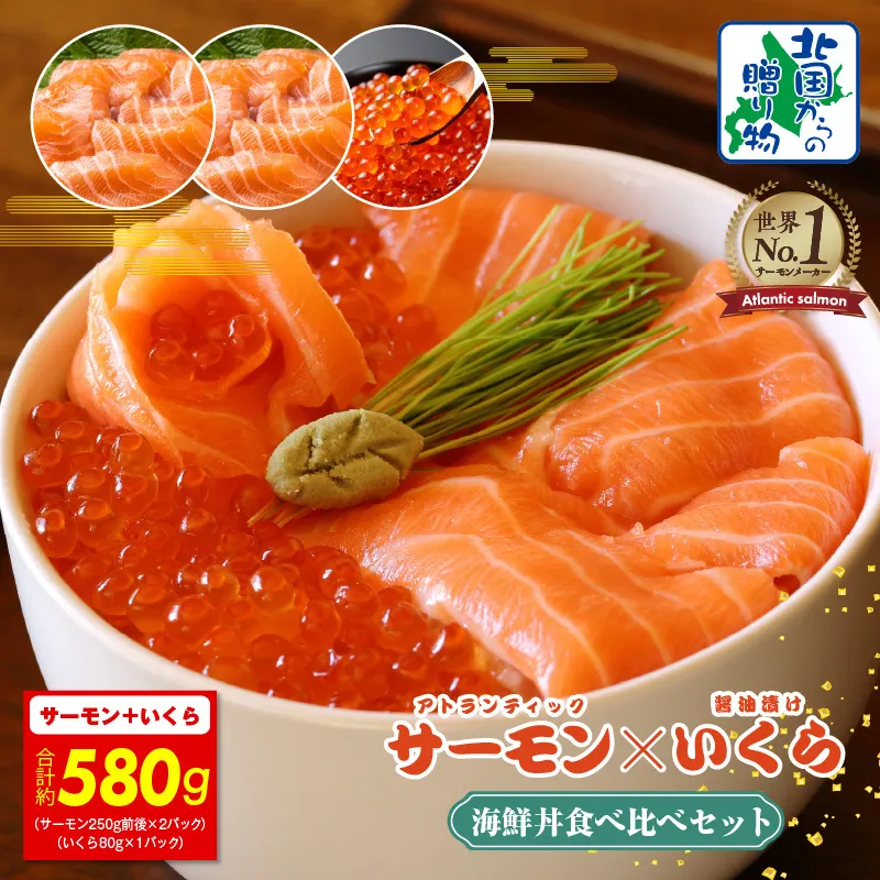 アトランティック サーモン 250g×2P & いくら醤油漬け 80g【北国からの贈り物 食べ比べ セット 小分け 海鮮丼 お楽しみ 冷凍】 099H3931