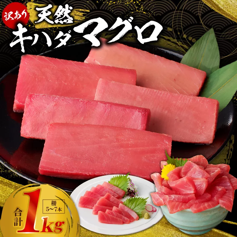 【数量限定】天然キハダマグロ 合計 1kg 柵 5-7本【冷凍まぐろ 訳あり サイズ不揃い海鮮丼 人気 オススメ 小分け 冷凍】 015B291