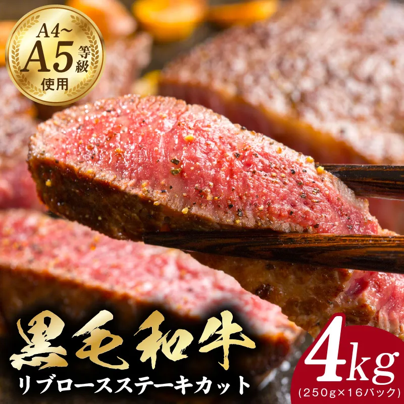 A5/A4ランク 黒毛和牛 リブロースステーキカット 合計4kg（250g×16P）【極味付け肉】 CFX0066