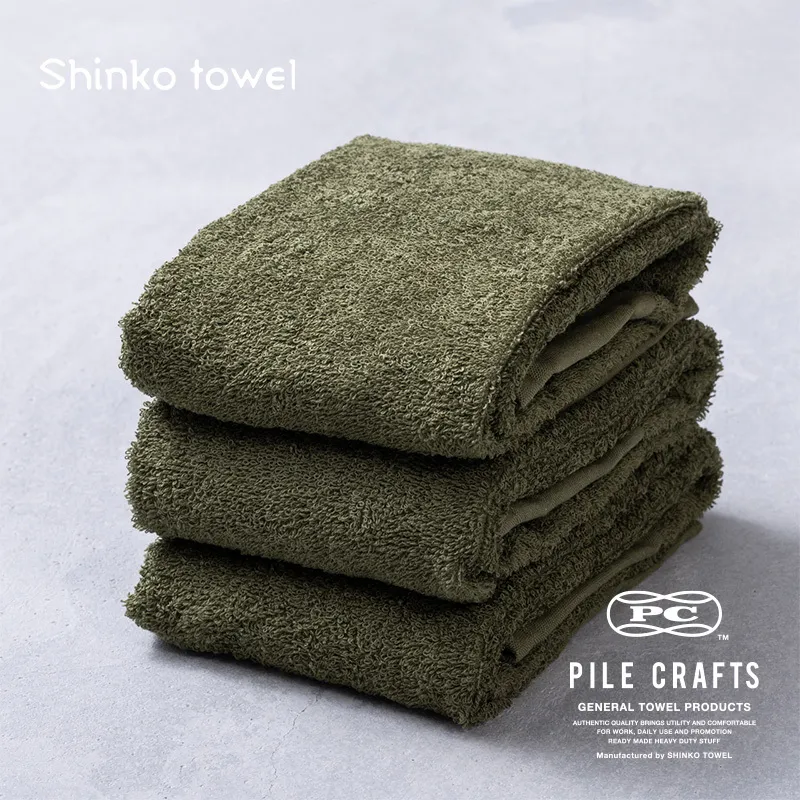 PILE CRAFTS 3枚組 オリーブ フェイスタオル G2642