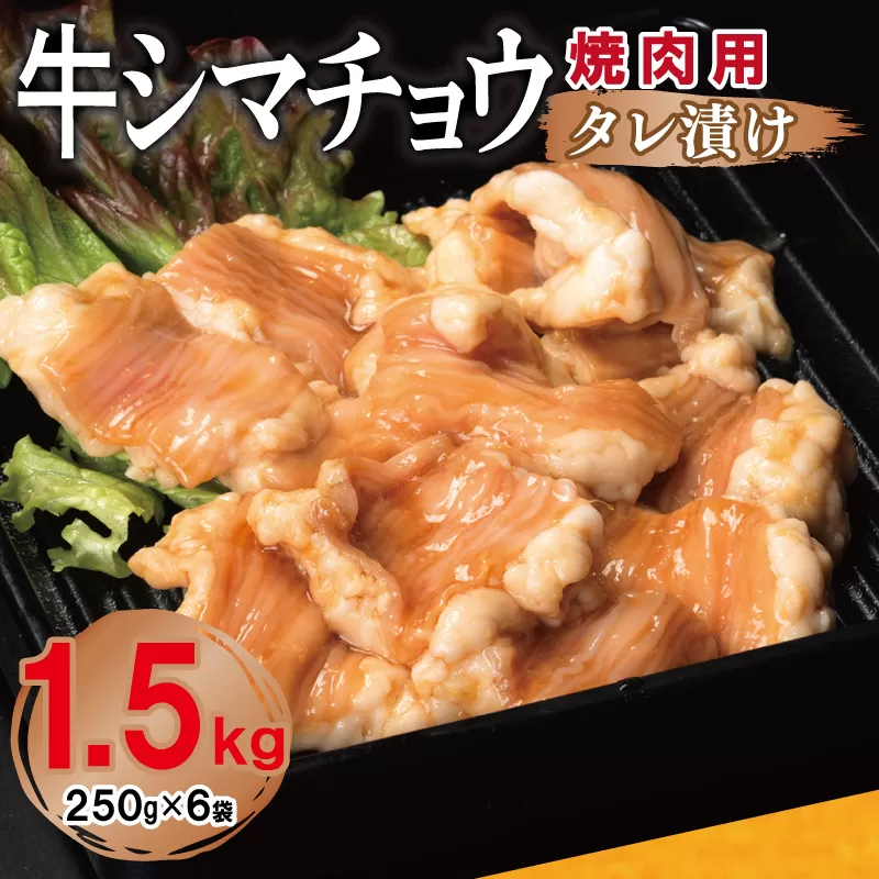 牛シマチョウ 焼肉用 タレ漬け 合計1.5kg【味付け 小分け 焼くだけ 簡単調理 BBQ 牛肉 ホルモン 250g×6袋】 099H3378