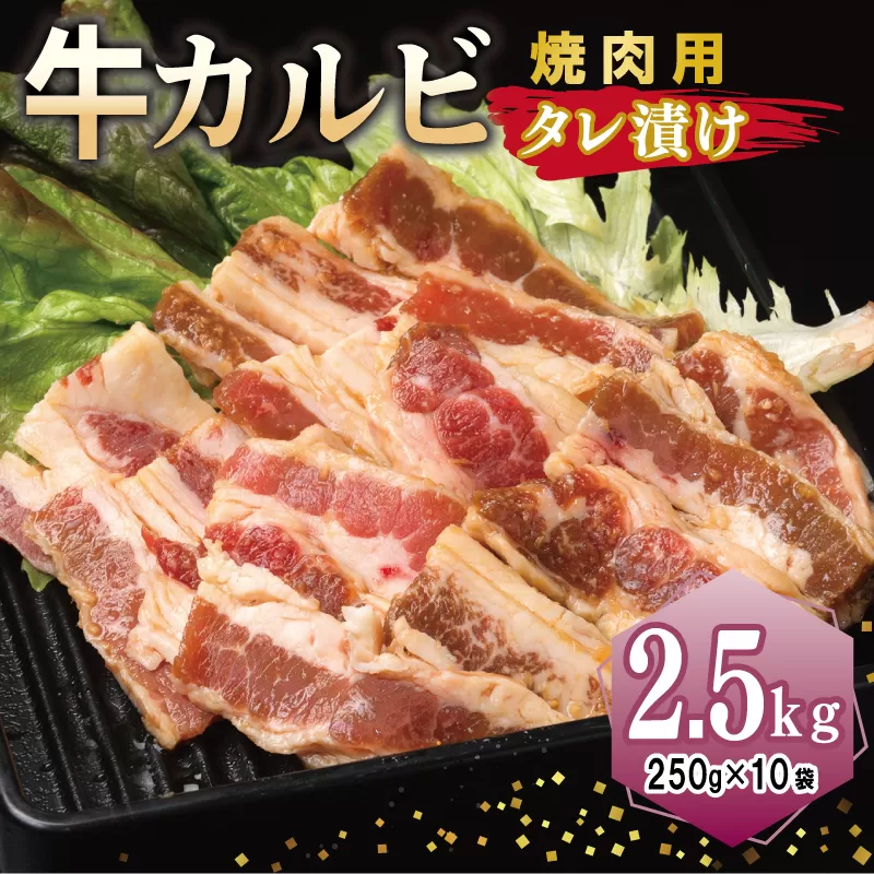牛カルビ 焼肉用 タレ漬け 合計2.5kg【味付け 小分け 焼くだけ 簡単調理 BBQ 牛肉 250g×10袋】 099H3391