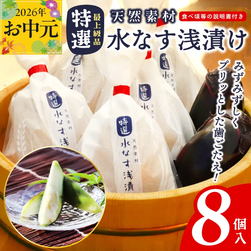 【お中元対応】「特選最上級品」天然素材水なす浅漬け8個入 020C569t