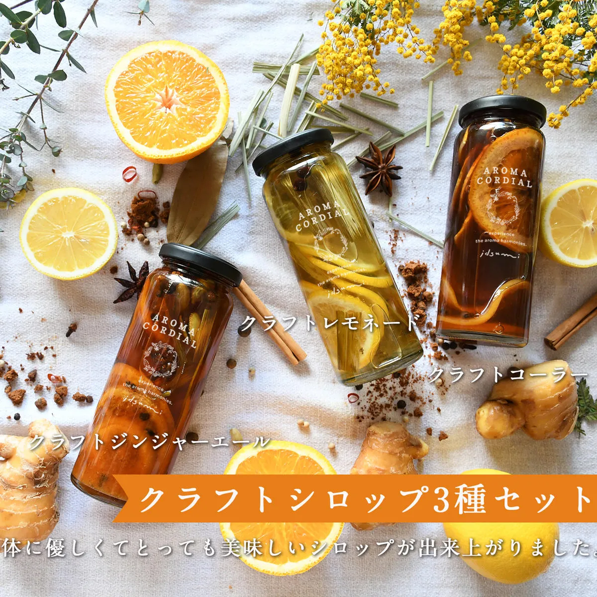  【スピード発送】 クラフト飲料シロップ(コーラ、ジンジャーエール、レモネード）3本セット いずみピクルス NSW 099H3665