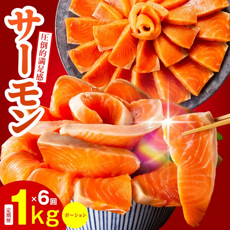 サーモン 定期便 1kg×全6回【ポーション 訳あり サイズ不揃い 刺身 海鮮丼 さーもん サラダ カルパッチョ 鮭 さけ シャケ しゃけ 人気 小分け 冷凍 家計応援】 099Z347
