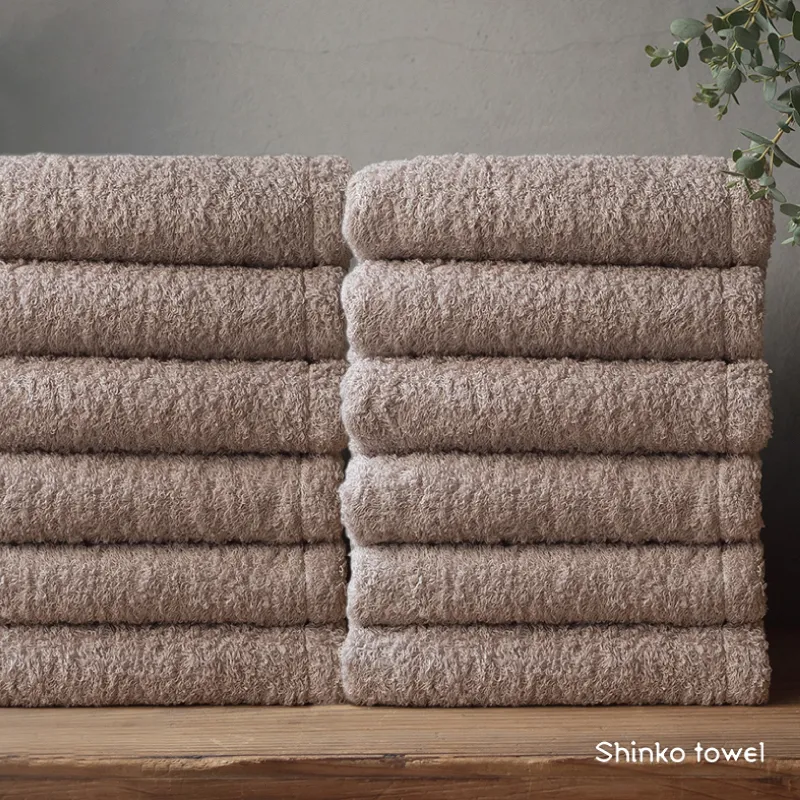 【TVで紹介！】おぅ！え～やん フェイスタオル（ブラウン）12枚【泉州タオル 国産 吸水 普段使い 無地 シンプル 日用品 家族 ファミリー】  G3494