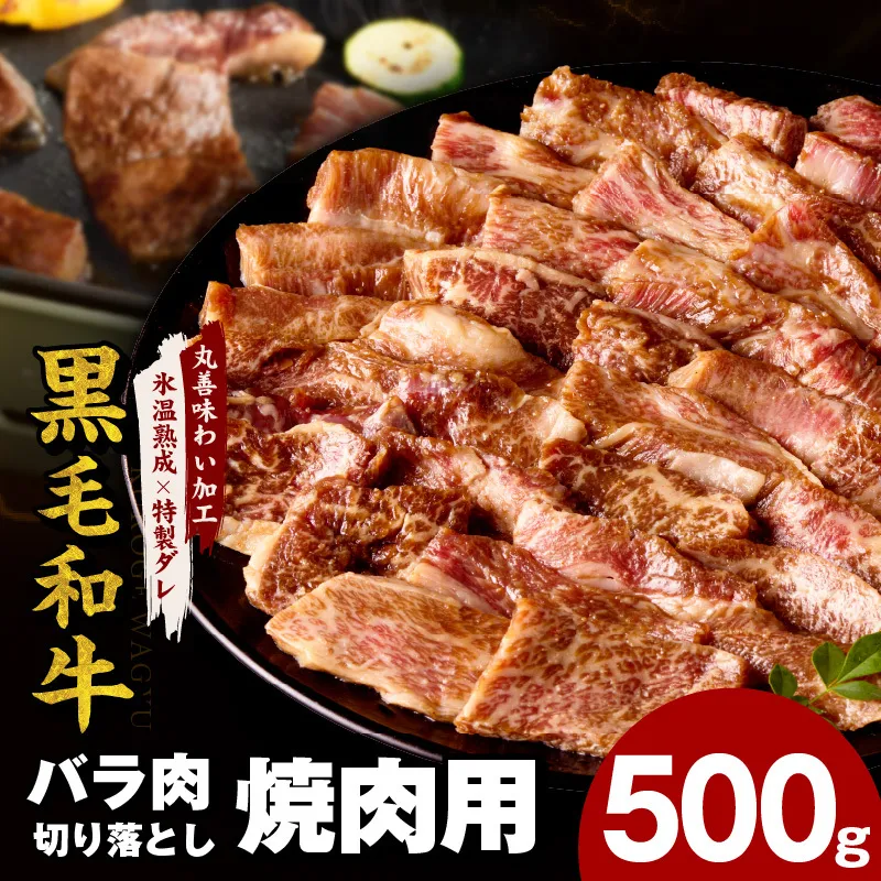 黒毛和牛 バラ 切り落とし 500g[焼肉用 氷温熟成×特製ダレ 味付け 焼くだけ 簡単調理 BBQ 牛肉]