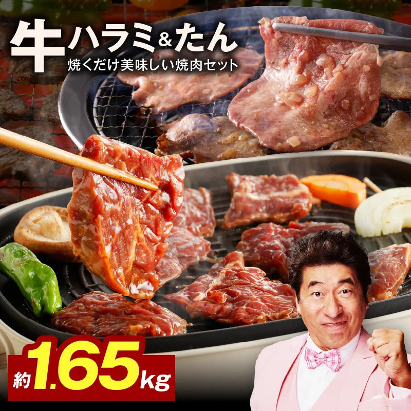 【大人気の食べ比べ】牛ハラミ肉 ＆ 牛たん 総量 1.65kg【ハラミ 牛タン 小分け 牛肉 焼肉セット BBQ 訳あり サイズ不揃い】 G3300