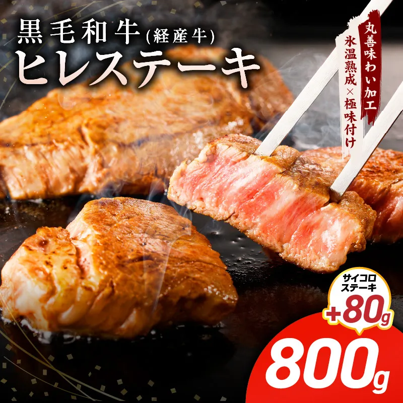 【特別規格】黒毛和牛 ヒレステーキ ＋ サイコロステーキ 合計 880g【氷温熟成×極味付け 小分け 牛肉 和牛 経産牛 訳あり サイズ不揃い 規格外 数量限定】 mrz0210