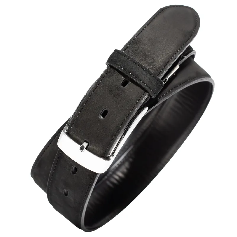 本革（ヌバック）ベルト35mm幅 ブラック【革ベルト ベルト レザー ビジネス スーツ メンズ 仕事 ファッション 小物 日用品 雑貨】 G2825