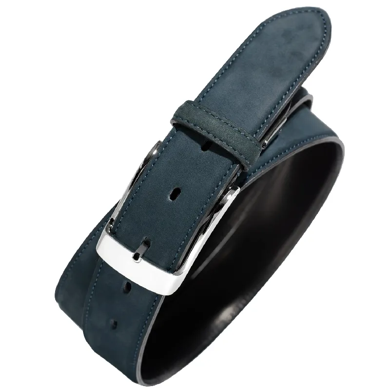 本革（ヌバック）ベルト35mm幅 ネイビー【革ベルト ベルト レザー ビジネス スーツ メンズ 仕事 ファッション 小物 日用品 雑貨】 G2966