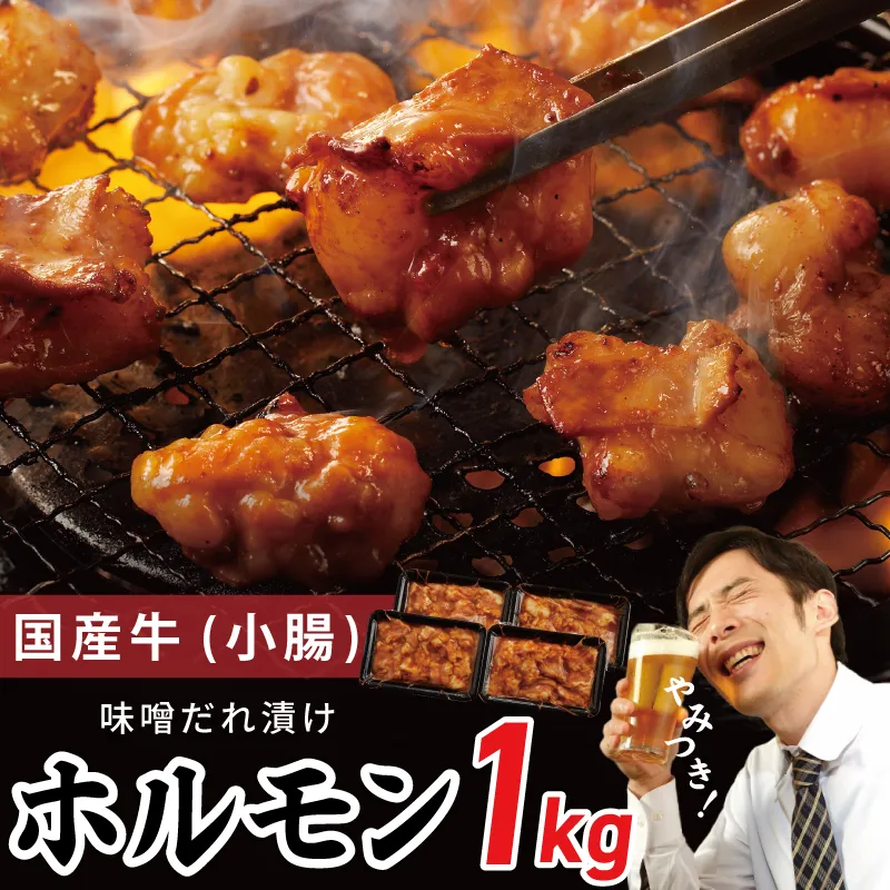 国産 牛肉 ホルモン 1kg 味噌だれ漬け 焼肉用 小分け 250g×4P【牛肉 焼肉用 焼くだけ 小分け BBQ やきにく 数量限定】 099H3870