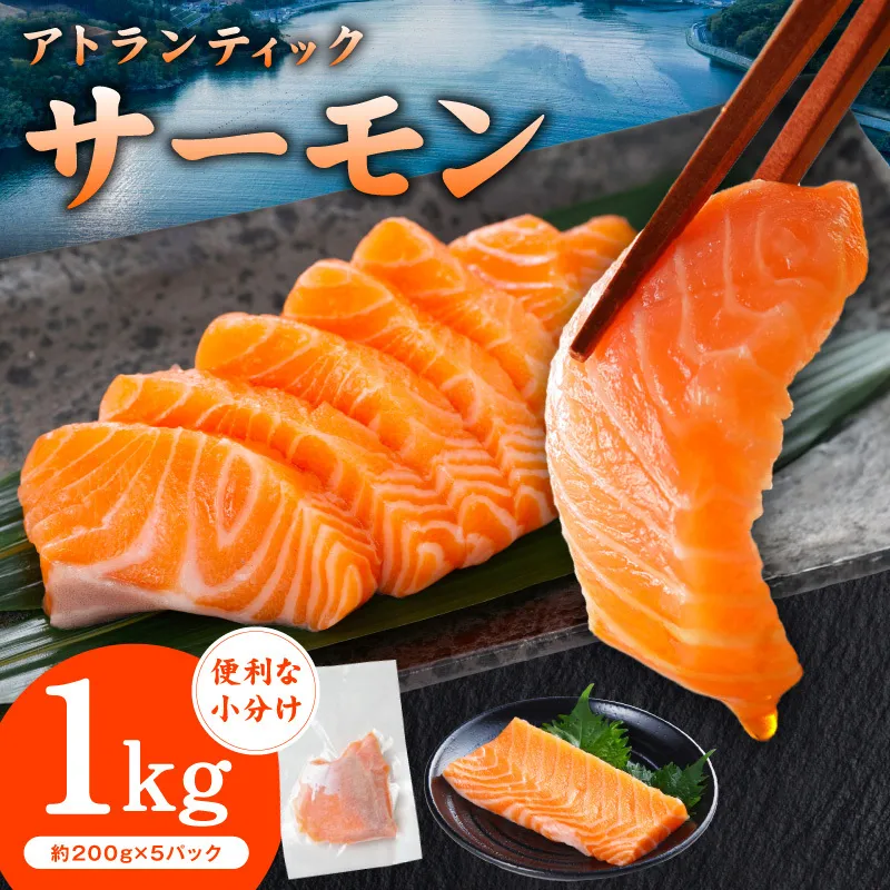アトランティックサーモン 1kg【小分け 200g×5P 柵切り 刺身 魚介 海鮮 さーもん 生食】 G3528