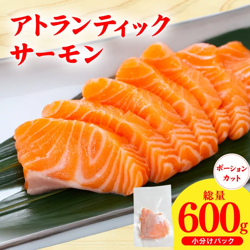 【スピード発送】アトランティックサーモン 600g【小分け ポーション 柵切り 刺身 魚介 海鮮 さーもん 生食 訳あり サイズ不揃い】 G3544
