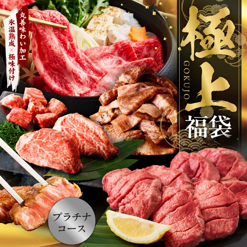 極上福袋 プラチナコース 5種 4kg以上【牛肉 ステーキ 牛タン 焼肉 しゃぶしゃぶ すき焼き 氷温熟成×極味付け】 mrz0236