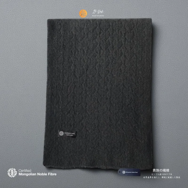 『Noble Fibre』100％ヤク・マフラー メッシュ ブラック G3569