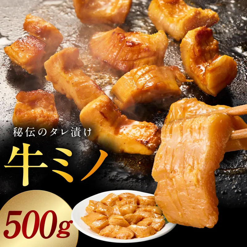 焼肉用 牛ミノ 500g 【味付き 秘伝のタレ漬け 250g×2P 小分け 焼くだけ ホルモン コリコリ食感 BBQ おかず おつまみ】 010B1854
