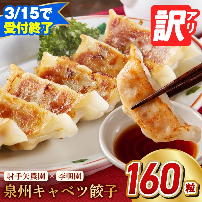 【3月15日受付終了】泉州キャベツ餃子160粒【訳あり フードロス削減 生餃子 手作り ぎょうざ ギョーザ 惣菜 冷凍 焼くだけ 簡単調理】 099H4138-1
