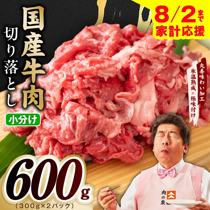 【家計応援 8/2迄】国産牛 切り落とし 600g 小分け 300g×2P【氷温熟成×極味付け 国産 牛肉 訳あり サイズ不揃い カレー 牛丼 野菜炒め 肉じゃが スピード発送】 mrz0360