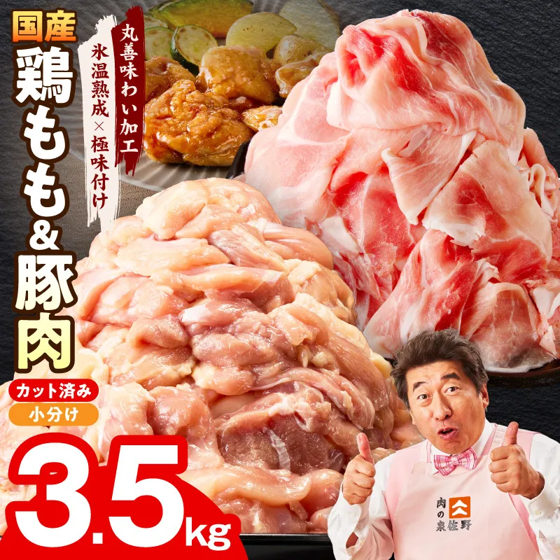 国産 豚肉&鶏もも肉セット 3.5kg[氷温熟成×極味付け 2種 食べ比べ 普段使い 味付き 小分け 訳あり サイズ不揃い ]