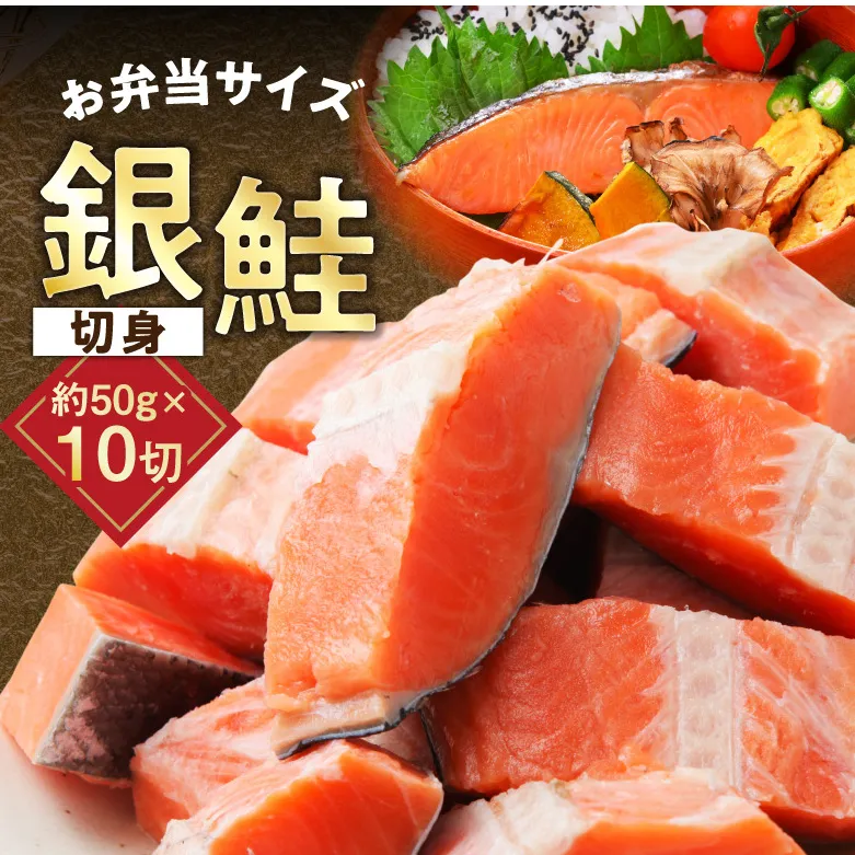 【お弁当サイズ】銀鮭 切身 約50g×10切れ【小分け 漁師 手切り 500g さけ サケ 切り身 弁当 朝食 時短 訳あり サイズ不揃い 規格外 冷凍食品】 G3709