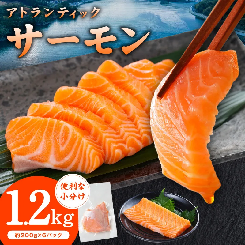 【スピード発送】アトランティックサーモン 1.2kg【小分け 200g×6P 柵切り 刺身 魚介 海鮮 さーもん 生食】 G3561