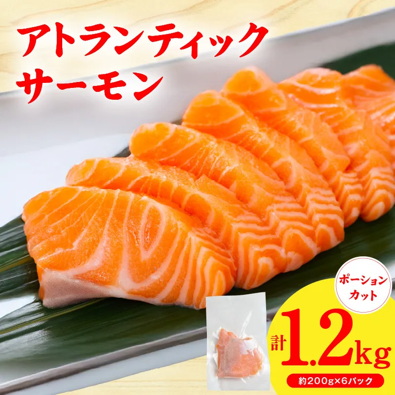 【スピード発送】アトランティックサーモン 1.2kg【小分け 200g×6P 柵切り 刺身 魚介 海鮮 さーもん 生食】 G3561