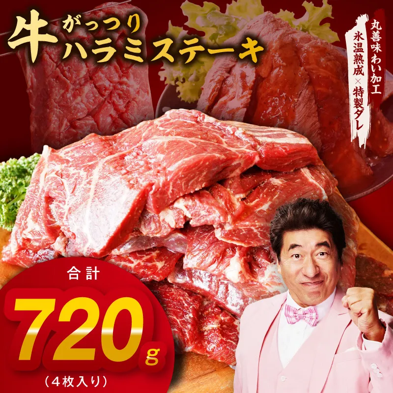 がっつり！牛ハラミステーキ 720g【氷温熟成×特製ダレ 小分け 360g×2パック 牛肉 すてーき 焼くだけ】 mrz0375