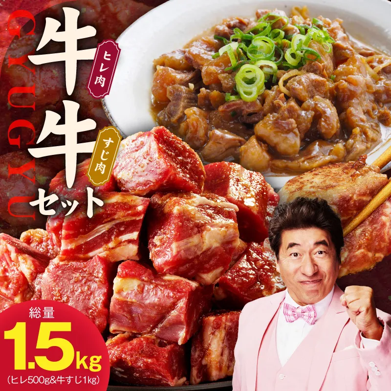 【氷温熟成×特製ダレ】牛ヒレ 500g＆牛すじ肉 1kg 総量1.5kg【味付き 訳あり サイズ不揃い 小分け 冷凍 SDGs フードロス カレー 煮込みに】 mrz0379