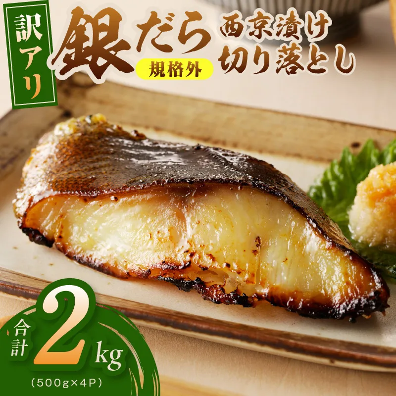 【規格外】銀鱈 西京漬け 切り落とし 2kg【訳あり サイズ不揃い 小分け 500g×4P 熟成 銀だら ぎんだら ギンダラ 海産物 魚 惣菜 西京焼き お酒のあて】 kgp0121