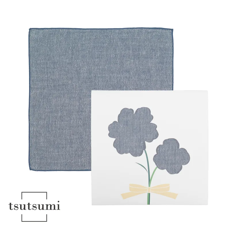【スピード発送】tsutsumiハンカチ単品ハンカチギフト（ネイビー）【ハンカチ 泉州タオル 普段使い ギフト 日用品 家族 はんかち】 G3811