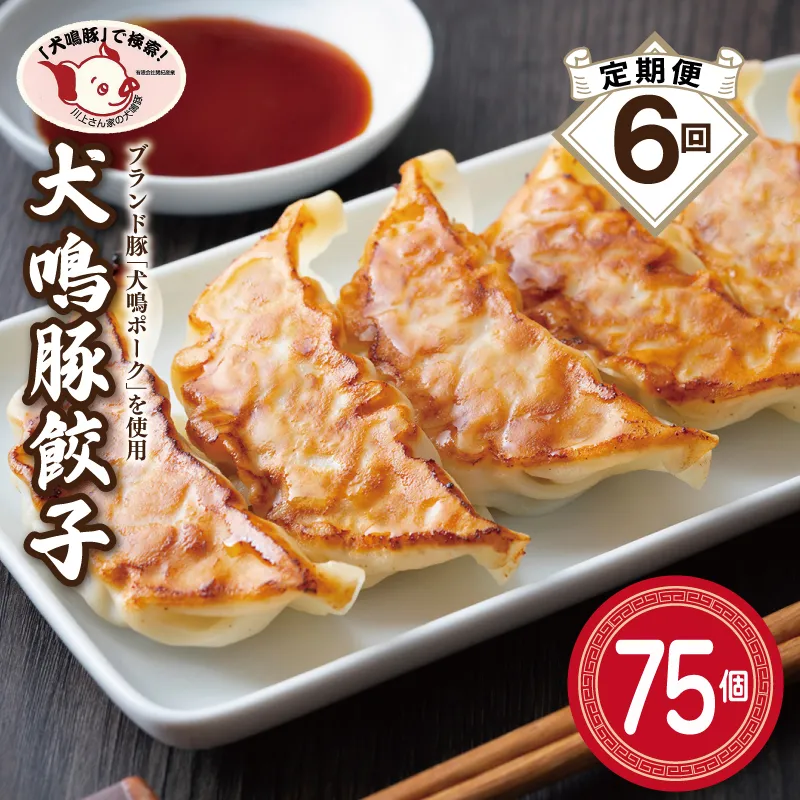 【泉佐野ブランド豚】犬鳴豚餃子 75個×6回【国産 豚肉 ぶたにく 定期便 犬鳴ポーク 焼くだけ 人気 総菜 冷凍】 099Z555