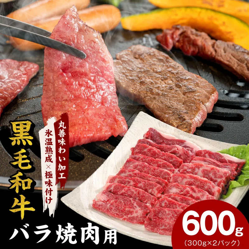 【氷温熟成×極味付け】黒毛和牛 バラ 焼肉用 600g【切り落とし 小分け 300g×2P 焼くだけ 簡単調理 BBQ 牛肉】 mrz0440