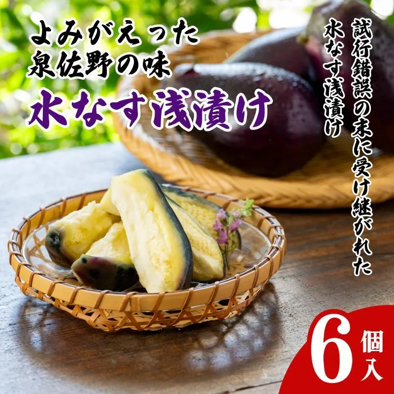 よみがえった泉佐野の味 水なす浅漬け6個【泉州 泉佐野産 水ナス 水茄子 ぬか漬け 漬物】 010B1970