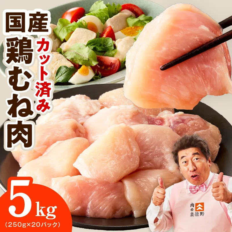 【カット済み】国産 鶏むね肉 5kg【スピード発送 氷温熟成×極味付け 小分け 250g×20P 鶏肉 とり 簡単調理 唐揚げ 親子丼 冷凍】 mrz0496
