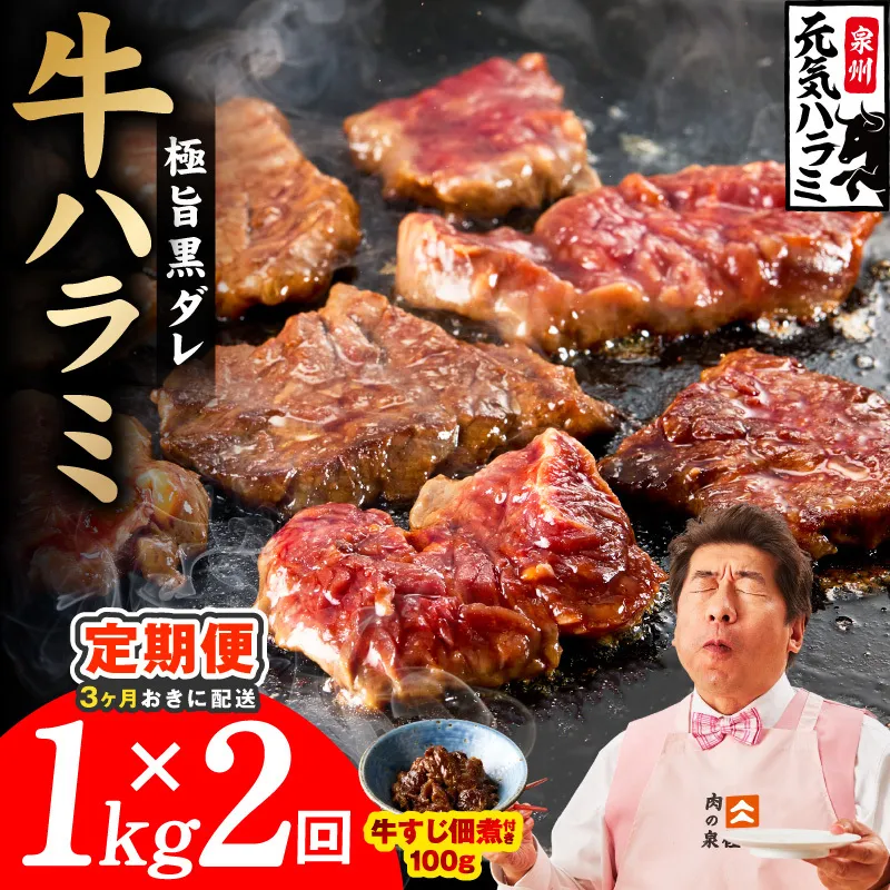 【分けて届く定期便】極旨黒ダレ 牛ハラミ 総量 1kg【牛肉 はらみ 小分け 焼肉 お弁当 BBQ 訳あり ワケアリ わけあり サイズ不揃い 規格外 全2回】 G4759