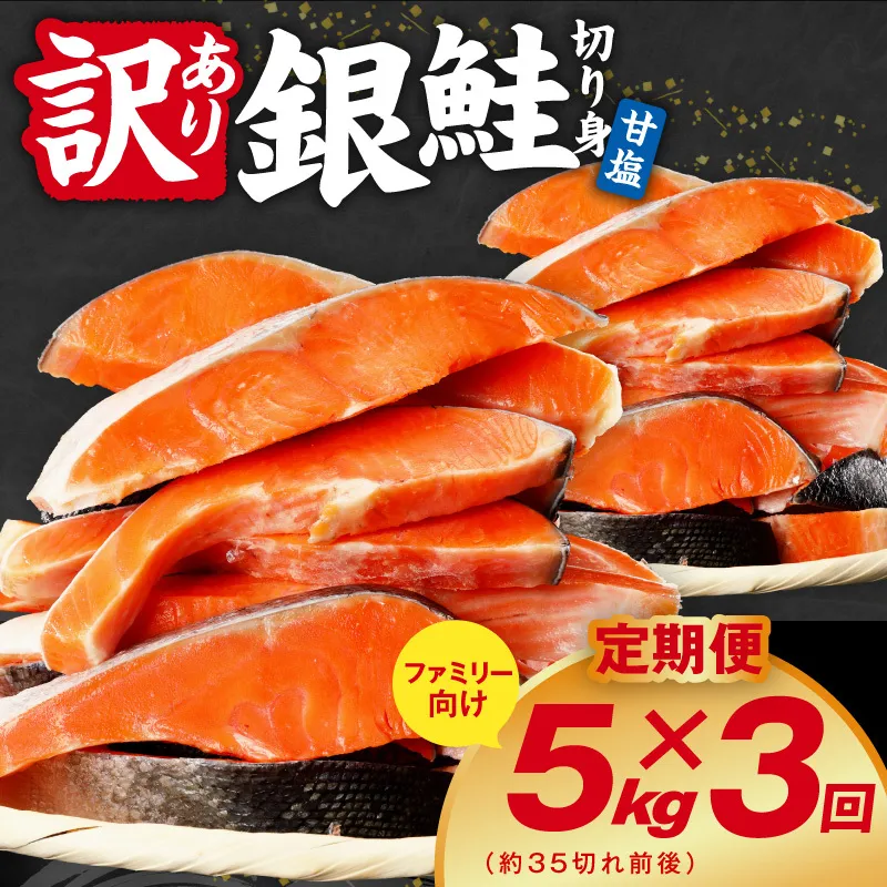【定期便】銀鮭 切り身 5kg(約35切れ前後) 全3回【訳あり 規格外 甘塩 バラ凍結 海鮮 魚介 鮭 さけ しゃけ お弁当 朝食 おかず 簡単調理】 G4973