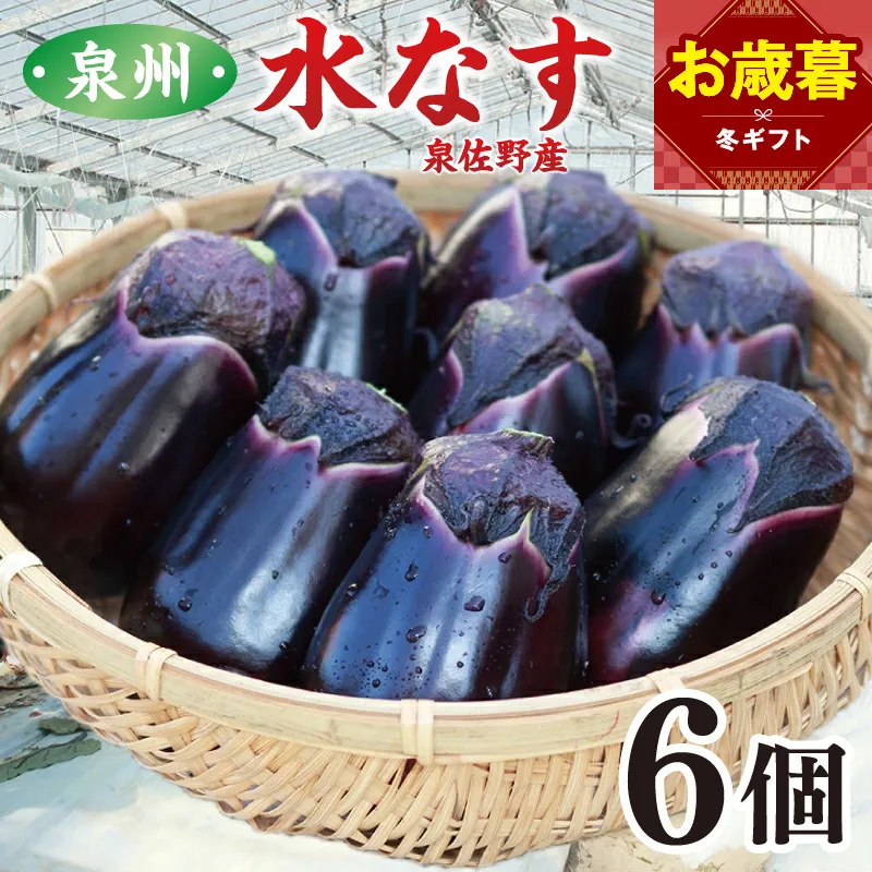【お歳暮対応】泉州 泉佐野市産 ハウス水なす 6個【茄子 泉佐野産 とれたて 新鮮野菜 やさい 高評価】 005A759o