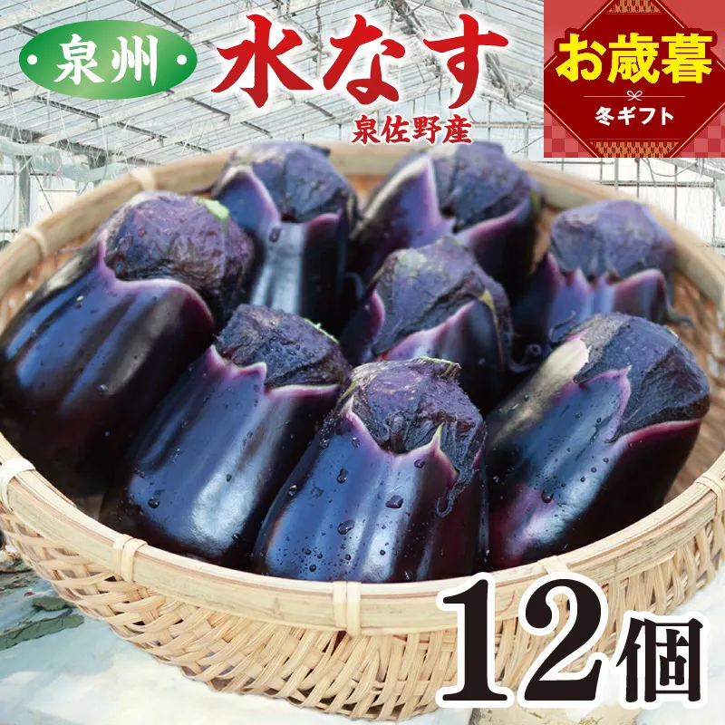 【お歳暮対応】泉州 泉佐野市産 ハウス水なす 12個【茄子 泉佐野産 とれたて 新鮮野菜 やさい 高評価】 010B1061o