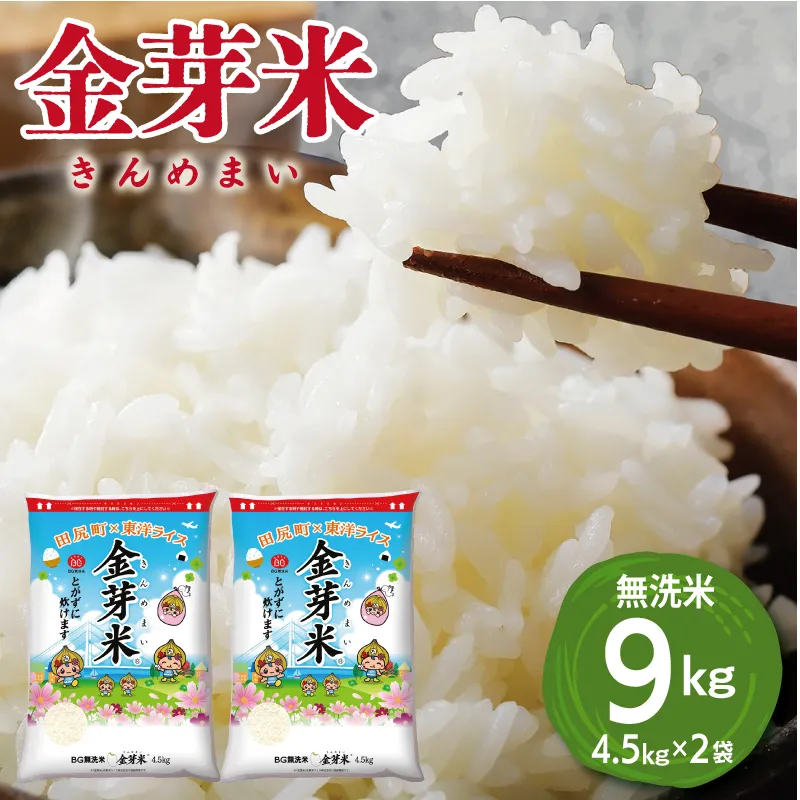金芽米 9kg(無洗米) 【4.5kg×2袋 ご飯 ごはん お米 精米 金芽米計量カップ付】 030D242