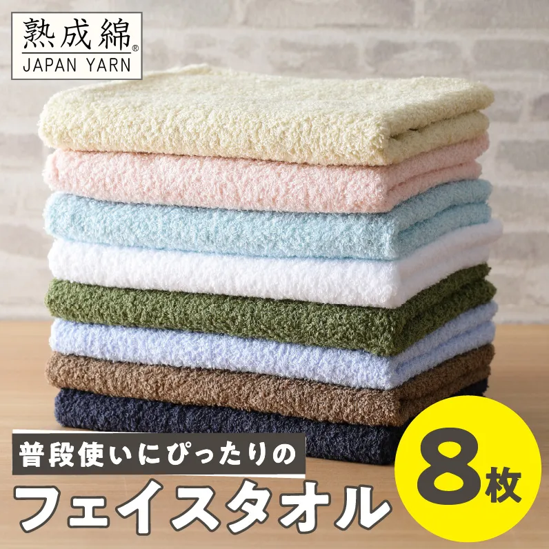 【特別寄附金額】普段使いにぴったり フェイスタオル 8枚 国内製造 泉州タオル【泉州タオル 国産 吸水 普段使い 無地 シンプル 日用品 家族 ファミリー スピード発送】 G2232