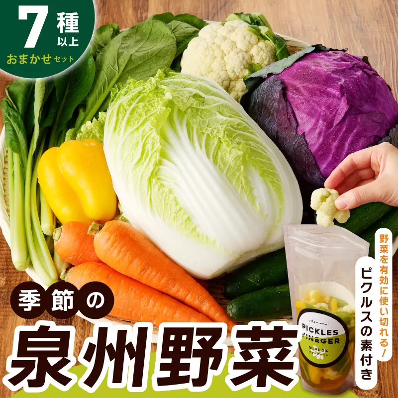 【スピード発送】季節の泉州野菜 7種 おまかせセット ピクルスの素 1袋付き いずみピクルス NSW 005A609