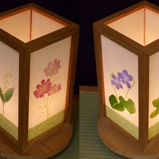 正絹着物生地で作ったおしゃれな行灯(あんどん) 四季の花 050F079