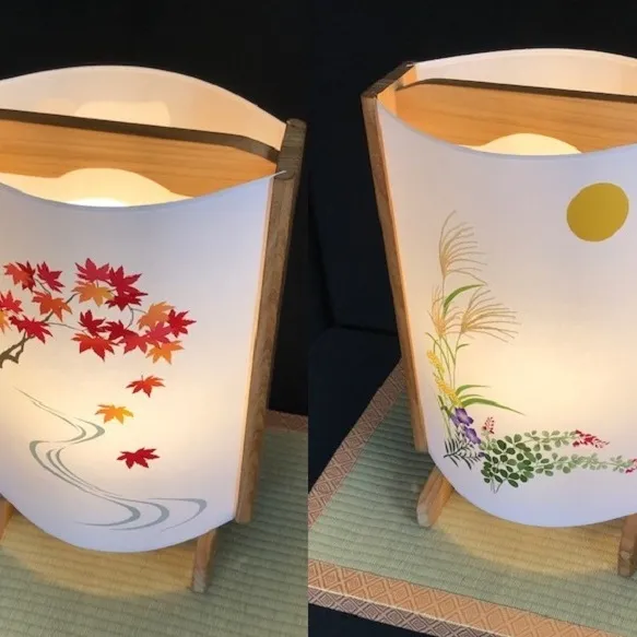 着物生地で作ったおしゃれな行灯（あんどん） 秋の植物 099H269