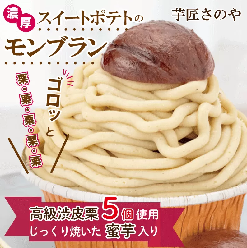 これでもか！高級渋皮栗5個と芋匠さのや自慢のスイートポテトが入ったモンブラン！720g（4個×180g） 099H1055