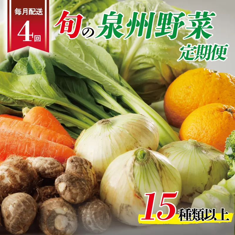 泉州野菜 定期便 全4回 15種類以上 詰め合わせ 国産 新鮮 冷蔵【毎月配送コース】